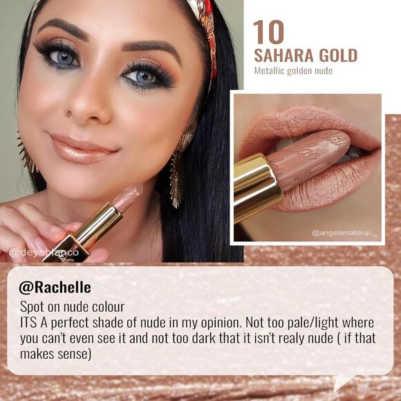 🆕 Metallic Nude Gold Lipstick Moisturizing Creamy Formula Vegan Full-Coverage - Picture 3 of 9